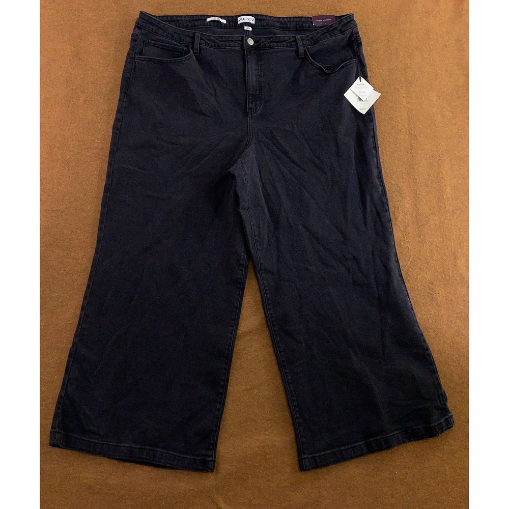 Ava & Viv Womens 26 Black High-Rise Relaxed Wide Leg Jeans NWT